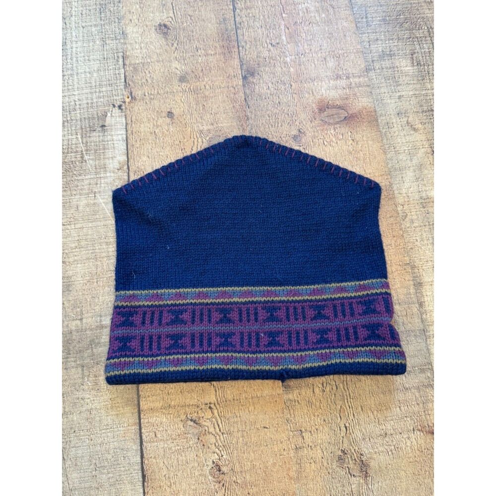 Vintage 90s Merkley Headgear Canada 100% Virgin Wool Peaked Ski Beanie Toque